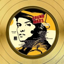 RARE-T Limited Edition Frames Bruno Mars - Doo-Wops & Hooligans Gold LP Limited Signature Edition Studio Licensed Custom Frame