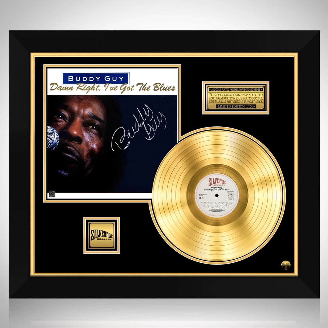 RARE-T Limited Edition Frames Buddy Guy - Damn Right, I've Got The Blues Gold LP Limited Signature Edition Studio Licensed Custom Frame 1 RARE-T Limited Edition Frames Buddy Guy - Damn Right, I've Got The Blues Gold LP Limited Signature Edition Studio Licensed Custom Frame