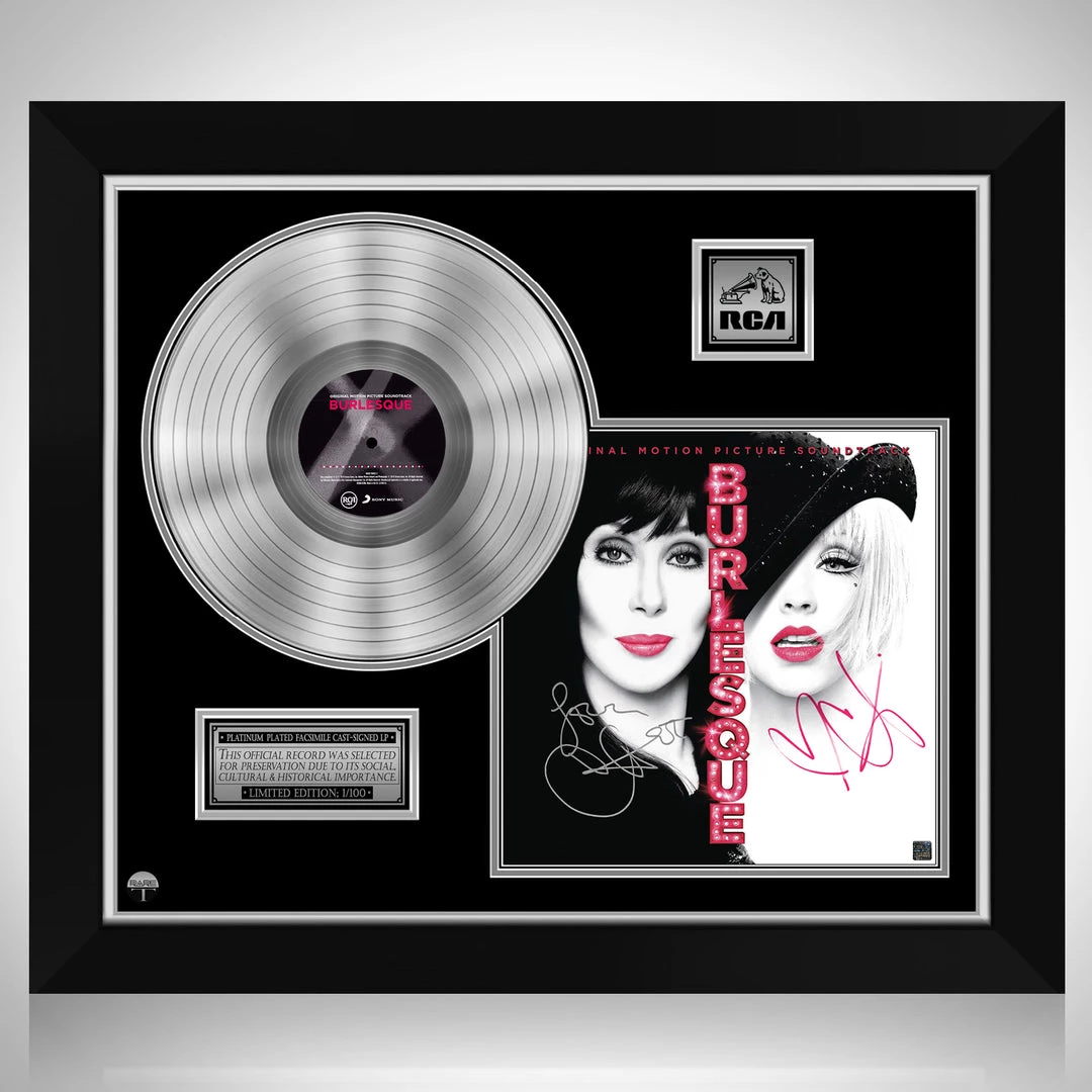 RARE-T Burlesque - Original Motion Picture Soundtrack Platinum LP Limited Signature Edition Studio Licensed Custom Frame 1 RARE-T Burlesque - Original Motion Picture Soundtrack Platinum LP Limited Signature Edition Studio Licensed Custom Frame