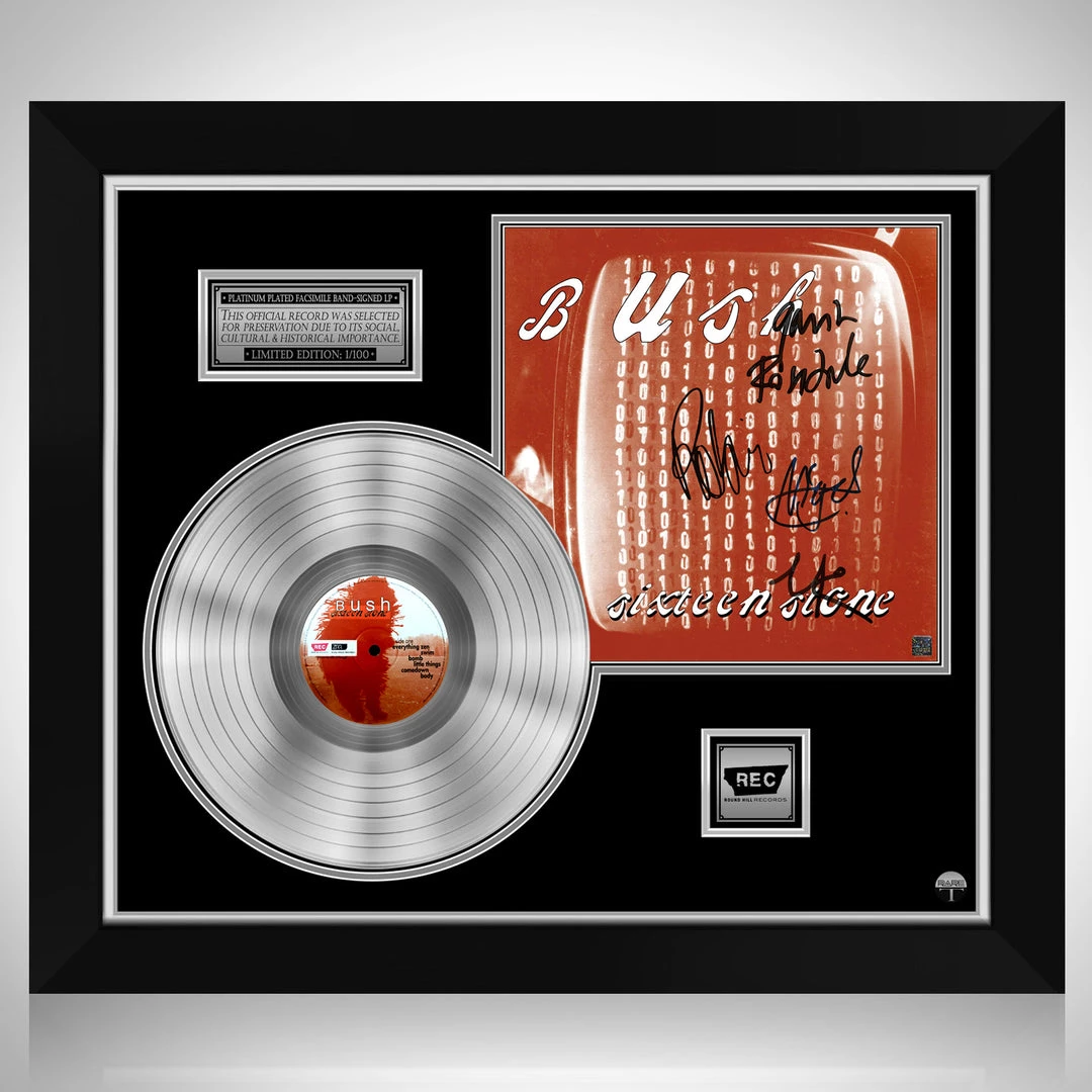 RARE-T Bush - Sixteen Stone Platinum LP Limited Signature Edition Studio Licensed Custom Frame 1 RARE-T Bush - Sixteen Stone Platinum LP Limited Signature Edition Studio Licensed Custom Frame