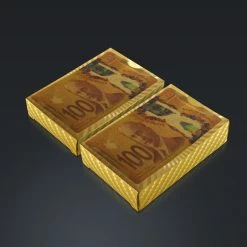 RARE-T Ready To Ship! 48 Hour Shipping! 24K Gold Plated Playing Cards With $100 CAD Pattern