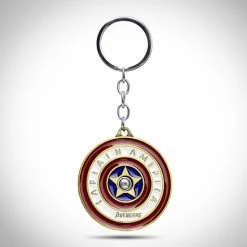 AZALEA Marvel Comic - Captain America Shield Spinner Die-Cast Metal Enamel Keychain