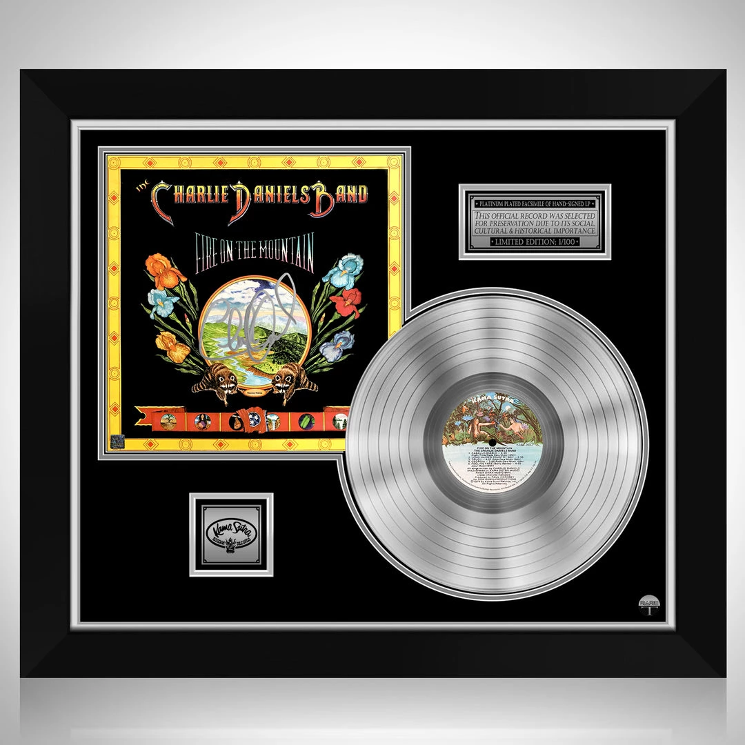 RARE-T Charlie Daniels Band - Fire On The Mountain Platinum LP Limited Signature Edition Studio Licensed Custom Frame Limited Edition Frames 1 RARE-T Charlie Daniels Band - Fire On The Mountain Platinum LP Limited Signature Edition Studio Licensed Custom Frame Limited Edition Frames