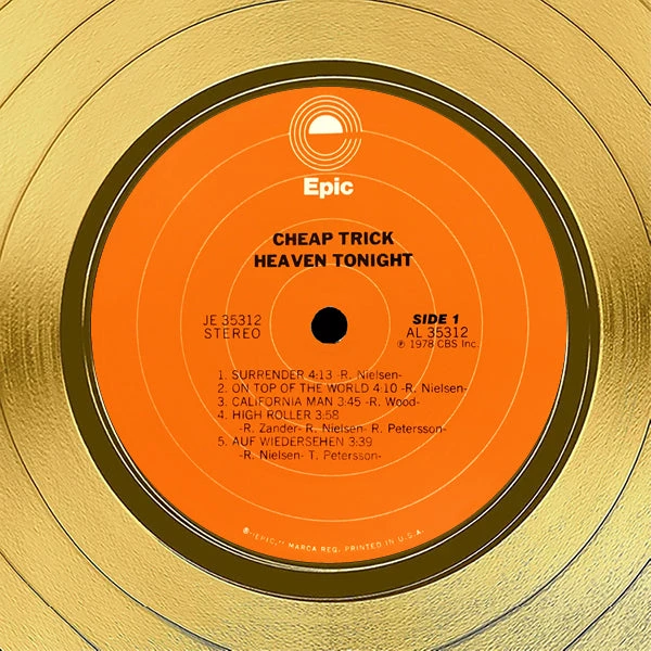 RARE-T Cheap Trick - Heaven Tonight Gold LP Limited Signature Edition Studio Licensed Custom Frame Limited Edition Frames 7 RARE-T Cheap Trick - Heaven Tonight Gold LP Limited Signature Edition Studio Licensed Custom Frame Limited Edition Frames