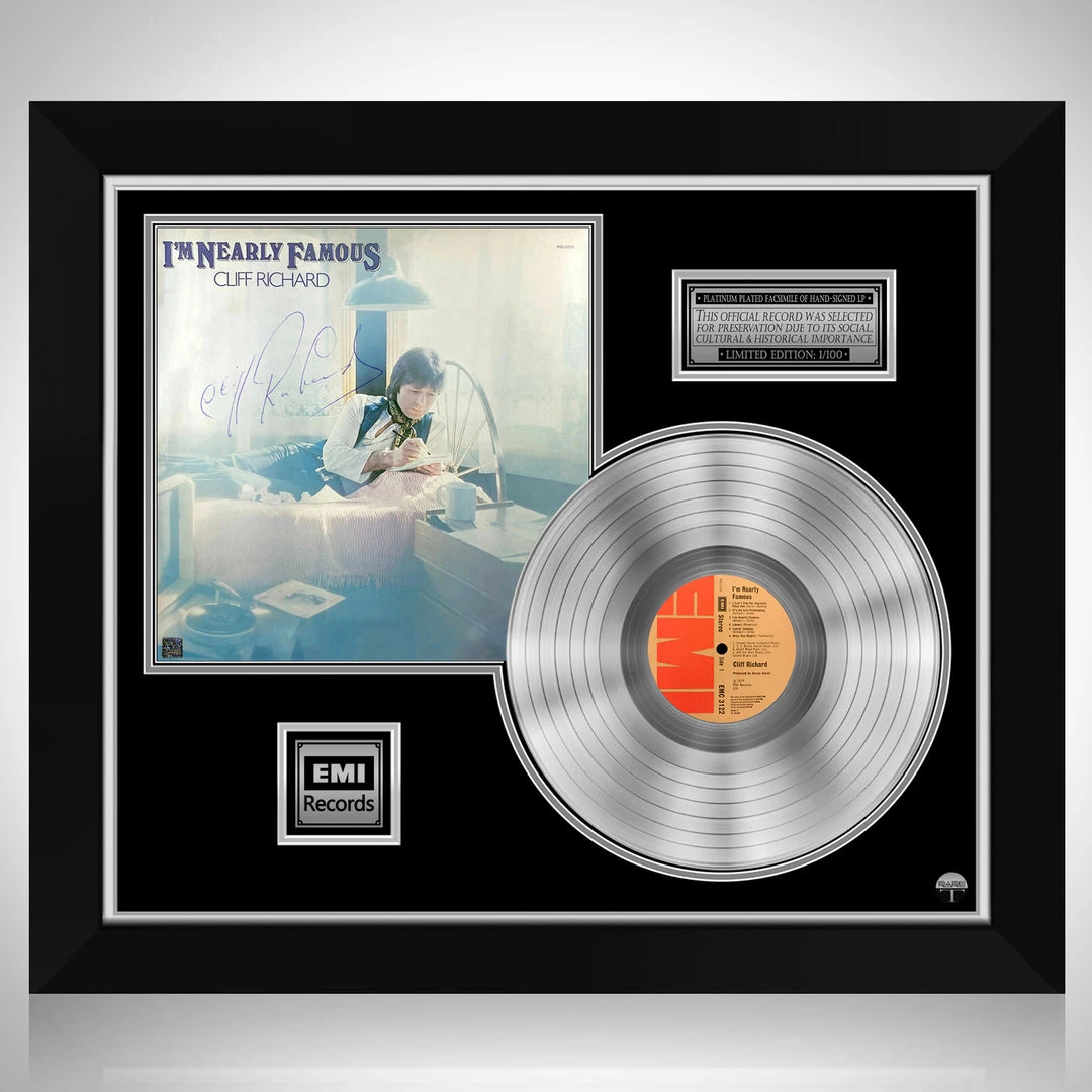 RARE-T Limited Edition Frames Cliff Richard - I'm Nearly Famous Platinum LP Limited Signature Edition Studio Licensed Custom Frame 1 RARE-T Limited Edition Frames Cliff Richard - I'm Nearly Famous Platinum LP Limited Signature Edition Studio Licensed Custom Frame