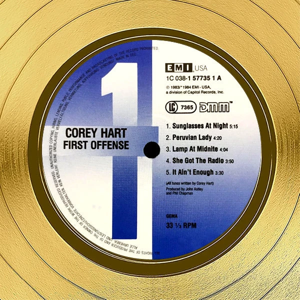 RARE-T Corey Hart - First Offense Gold LP Limited Signature Edition Studio Licensed Custom Frame Limited Edition Frames 5 RARE-T Corey Hart - First Offense Gold LP Limited Signature Edition Studio Licensed Custom Frame Limited Edition Frames