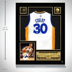 KOREA Stephen Curry- Hand-Signed Golden State Warriors White Jersey By Stephen Curry Custom Frame Sports Memorabilia