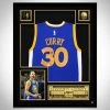 APW Stephen Curry- Golden State Warriors Hand-Signed Blue Jersey By Stephen Curry Custom Frame Signed Memorabilia