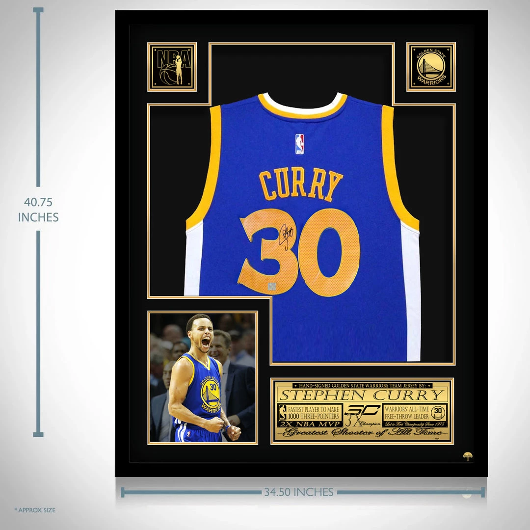 APW Stephen Curry- Golden State Warriors Hand-Signed Blue Jersey By Stephen Curry Custom Frame Signed Memorabilia 6 APW Stephen Curry- Golden State Warriors Hand-Signed Blue Jersey By Stephen Curry Custom Frame Signed Memorabilia