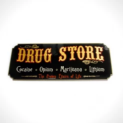 RARE-T Barware & Signs Traditional Wood Plank 'Gold Leaf Drug Store' Sign