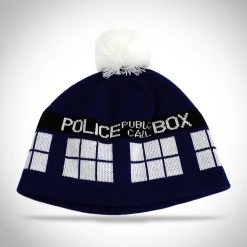 MIMI Ready To Ship! 48 Hour Shipping! Doctor Who - TARDIS Winter Pom Knit Beanie Hat
