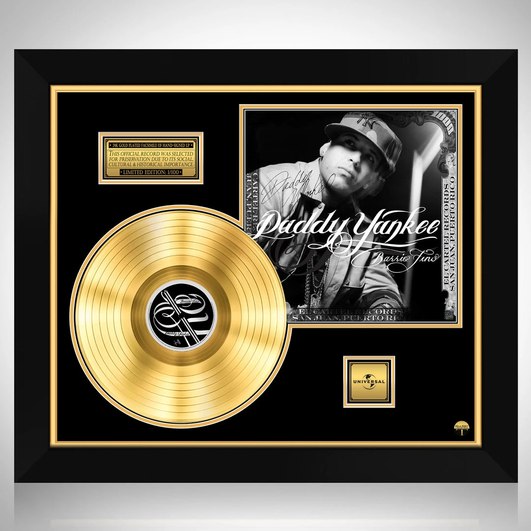 RARE-T Limited Edition Frames Daddy Yankee - Barrio Fino Gold LP Limited Signature Edition Studio Licensed Custom Frame 1 RARE-T Limited Edition Frames Daddy Yankee - Barrio Fino Gold LP Limited Signature Edition Studio Licensed Custom Frame