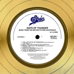 RARE-T Days Of Thunder - Original Motion Picture Soundtrack Gold LP Limited Signature Edition Studio Licensed Custom Frame