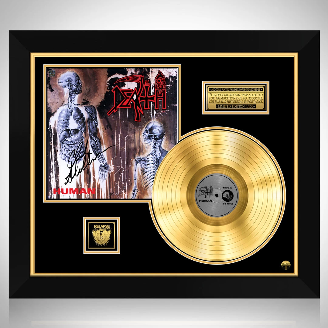 Rare-T Limited Edition Frames Death Human Gold LP Limited Signature Edition Studio Licensed Custom Frame 1 Rare-T Limited Edition Frames Death Human Gold LP Limited Signature Edition Studio Licensed Custom Frame
