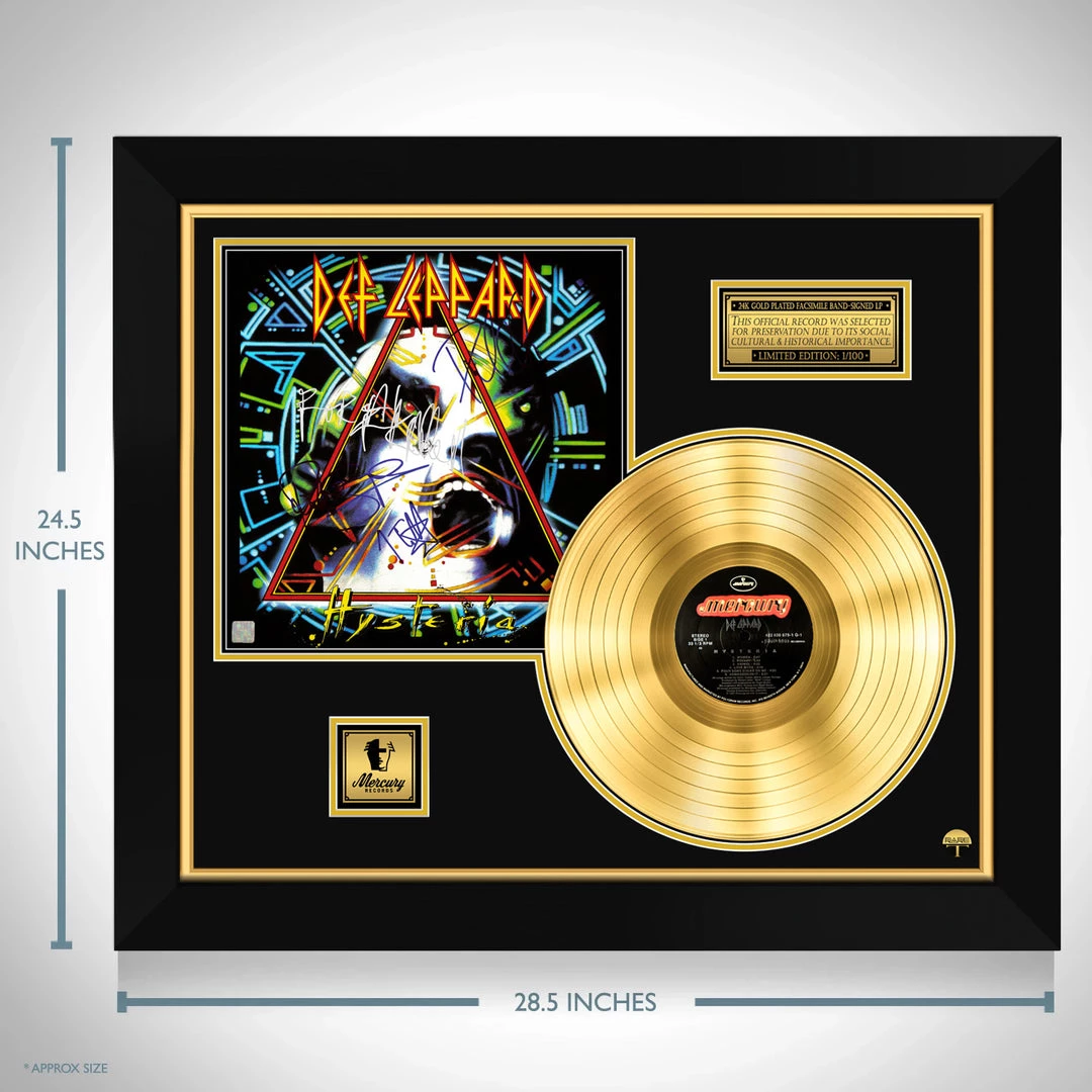 RARE-T Limited Edition Frames Def Leppard Hysteria Gold LP Limited Signature Edition Studio Licensed Custom Frame 8 RARE-T Limited Edition Frames Def Leppard Hysteria Gold LP Limited Signature Edition Studio Licensed Custom Frame