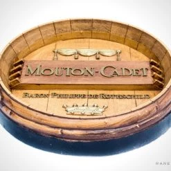 RARE-T Barware & Signs Original Vintage 'Mouton Cadet-Baron Philippe De Rothschild' Barrel Bar Sign/Advertisement