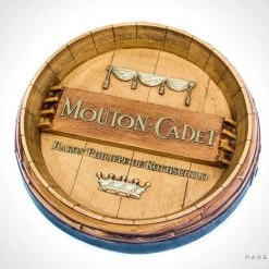 RARE-T Barware & Signs Original Vintage 'Mouton Cadet-Baron Philippe De Rothschild' Barrel Bar Sign/Advertisement