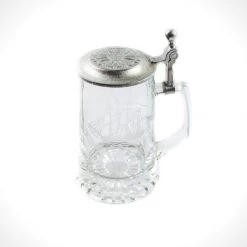 RARE-T Vintage Etched Glass 'Grand Turk 1786' Metal-Lidded Beer Stein 7 RARE-T Vintage Etched Glass 'Grand Turk 1786' Metal-Lidded Beer Stein