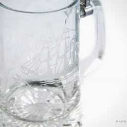 RARE-T Vintage Etched Glass 'Grand Turk 1786' Metal-Lidded Beer Stein 8 RARE-T Vintage Etched Glass 'Grand Turk 1786' Metal-Lidded Beer Stein