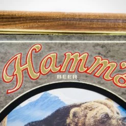 RARE-T Vintage 1993 Reverse Painted 'Hamm'S-Grizzly' Beer Bar Mirror/Advertisement