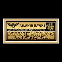 RARE-T Atlanta Hawks Dikembe Mutombo Photo Limited Signature Edition Licensed Custom Frame Sports Memorabilia