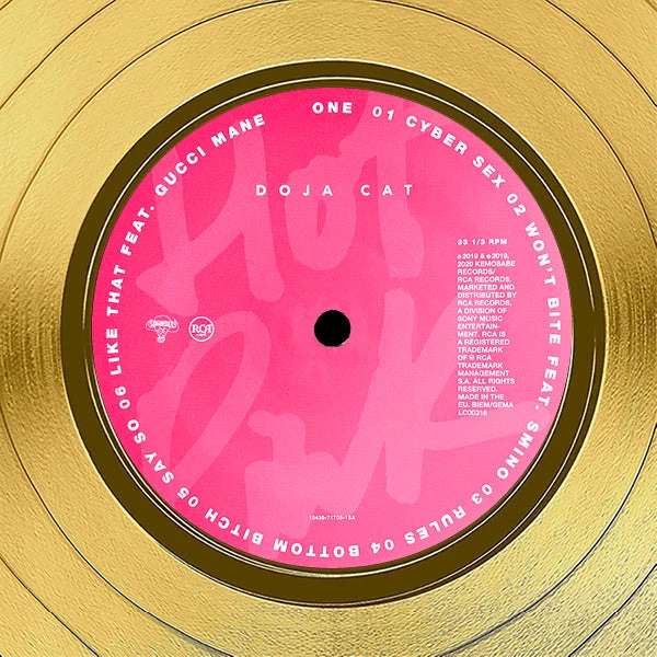 RARE-T Limited Edition Frames Doja Cat - Hot Pink Gold LP Limited Signature Edition Studio Licensed Custom Frame 4 RARE-T Limited Edition Frames Doja Cat - Hot Pink Gold LP Limited Signature Edition Studio Licensed Custom Frame