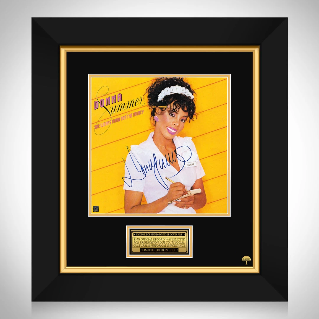 RARE-T Donna Summer - She Works Hard For The Money LP Cover Limited Signature Edition Studio Licensed Custom Frame Limited Edition Frames 1 RARE-T Donna Summer - She Works Hard For The Money LP Cover Limited Signature Edition Studio Licensed Custom Frame Limited Edition Frames