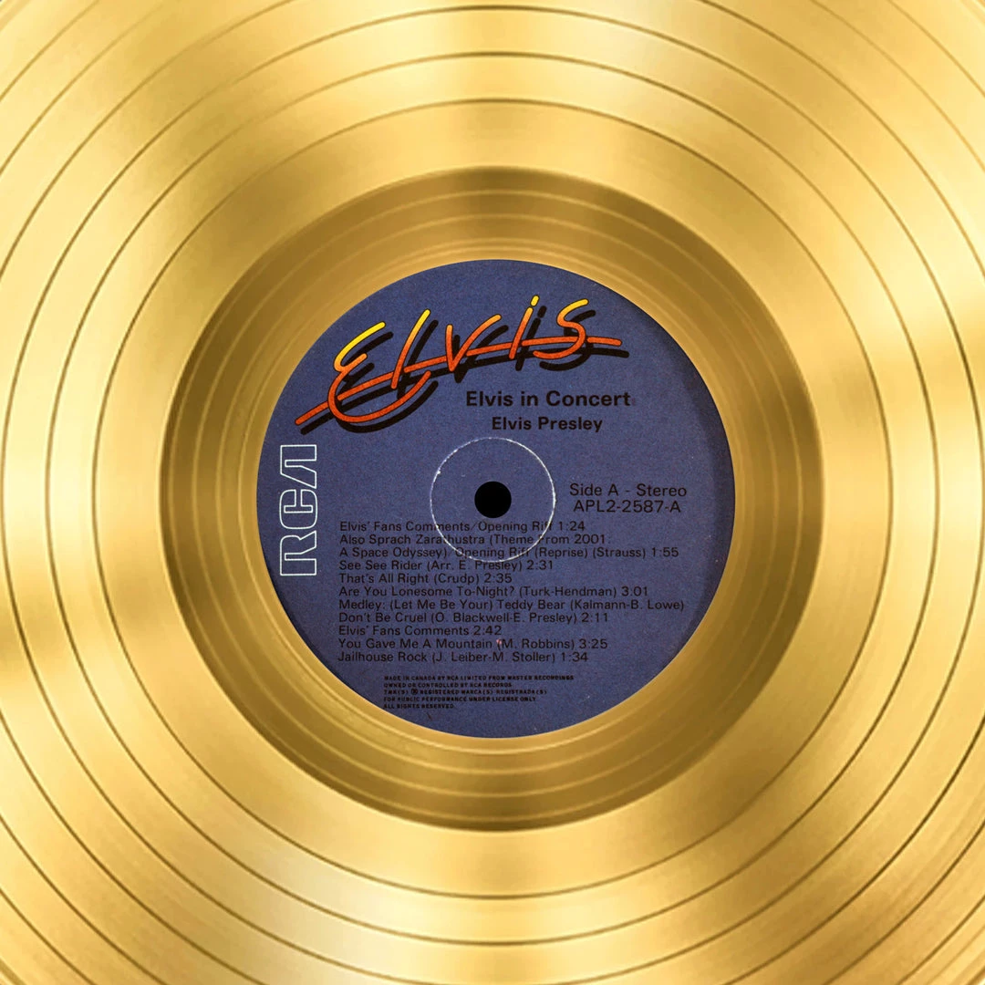 Rare-T Elvis Presley 'Elvis In Concert' Limited Collectors' Edition Studio Licensed Gold LP Custom Frame Limited Edition Frames 3 Rare-T Elvis Presley 'Elvis In Concert' Limited Collectors' Edition Studio Licensed Gold LP Custom Frame Limited Edition Frames