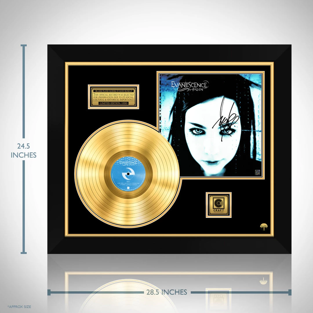 RARE-T Evanescence Fallen Gold LP Limited Signature Edition Studio Licensed Custom Frame 6 RARE-T Evanescence Fallen Gold LP Limited Signature Edition Studio Licensed Custom Frame