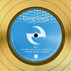 RARE-T Evanescence Fallen Gold LP Limited Signature Edition Studio Licensed Custom Frame 12 RARE-T Evanescence Fallen Gold LP Limited Signature Edition Studio Licensed Custom Frame