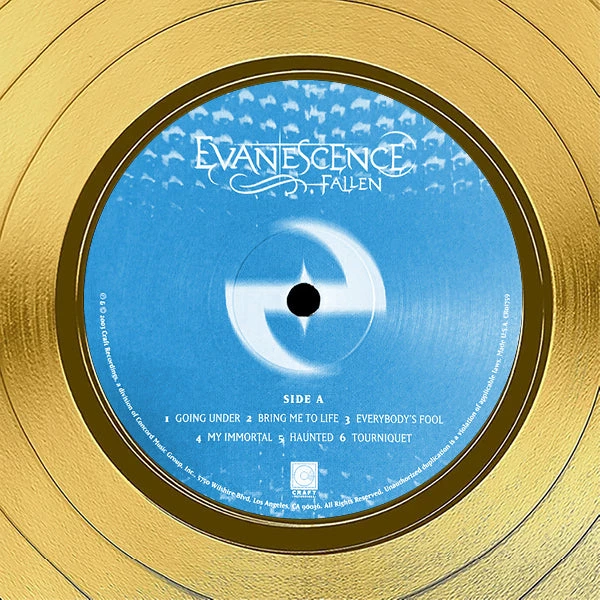 RARE-T Evanescence Fallen Gold LP Limited Signature Edition Studio Licensed Custom Frame 3 RARE-T Evanescence Fallen Gold LP Limited Signature Edition Studio Licensed Custom Frame