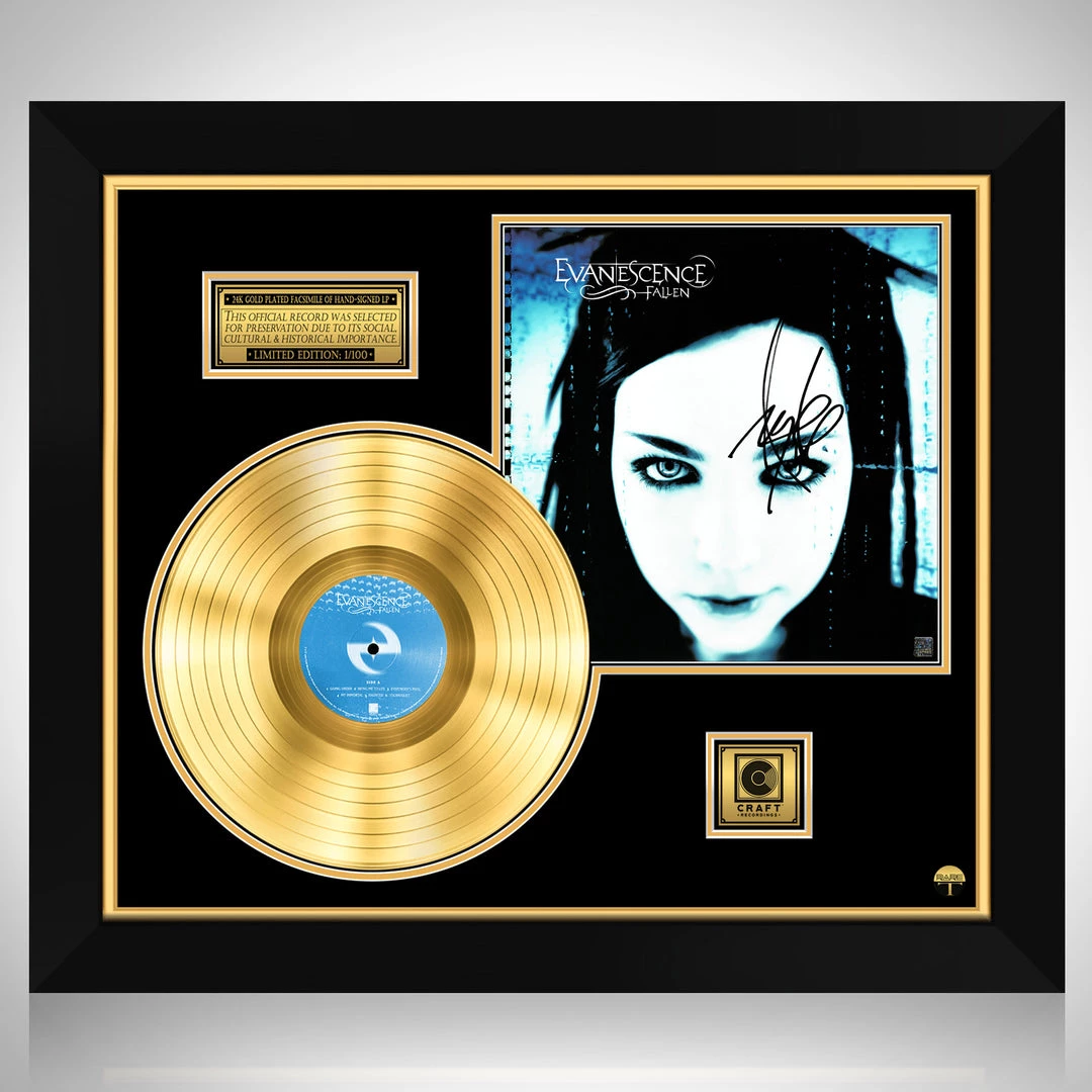 RARE-T Evanescence Fallen Gold LP Limited Signature Edition Studio Licensed Custom Frame 1 RARE-T Evanescence Fallen Gold LP Limited Signature Edition Studio Licensed Custom Frame