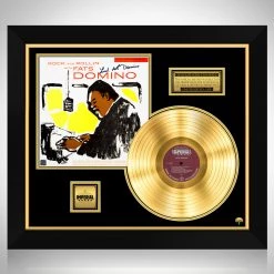 RARE-T Fats Domino - Rock And Rollin' With Fats Domino Gold LP Limited Signature Edition Studio Licensed Custom Frame Limited Edition Frames