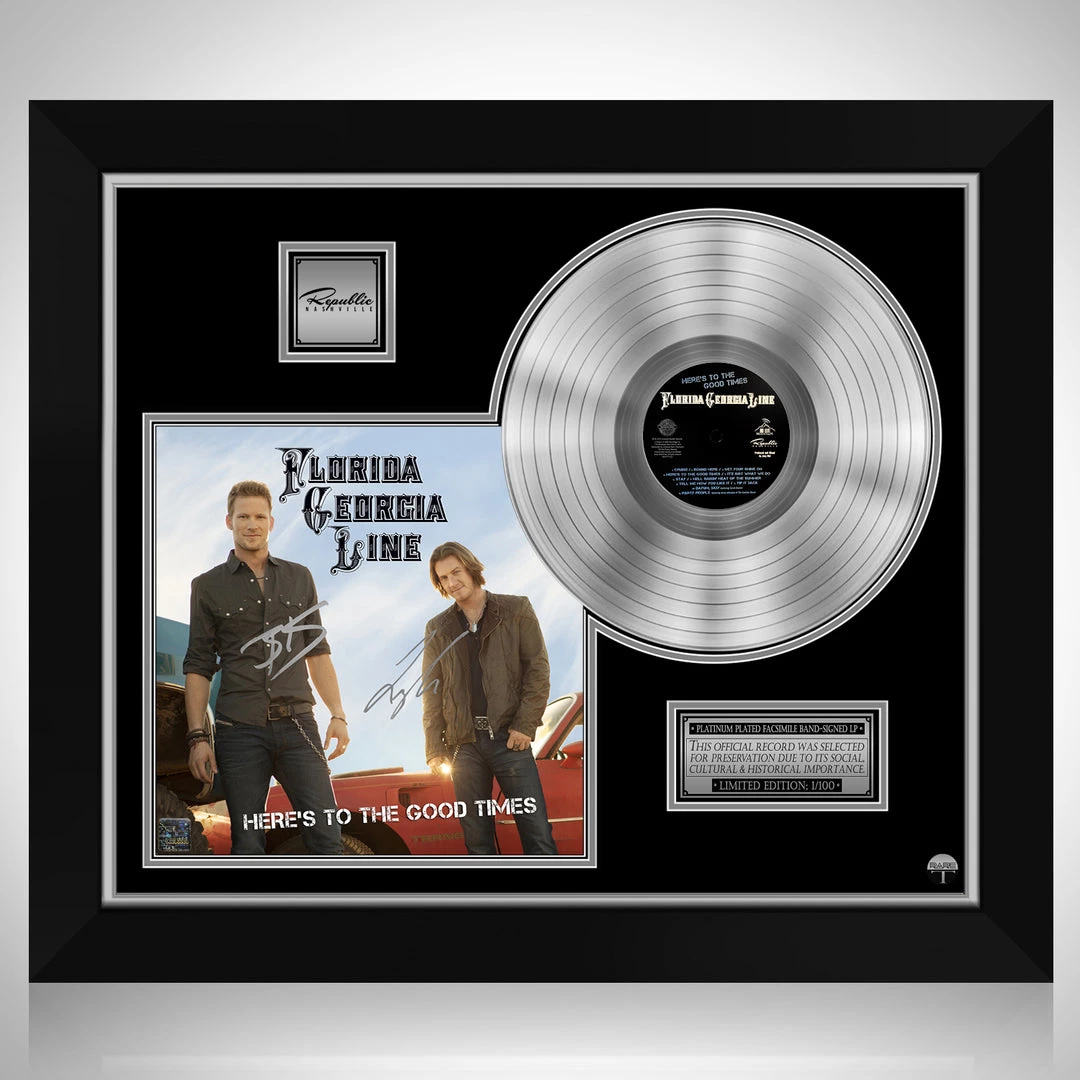 RARE-T Limited Edition Frames Florida Georgia Line - Here's To The Good Times Platinum LP Limited Signature Edition Studio Licensed Custom Frame 1 RARE-T Limited Edition Frames Florida Georgia Line - Here's To The Good Times Platinum LP Limited Signature Edition Studio Licensed Custom Frame