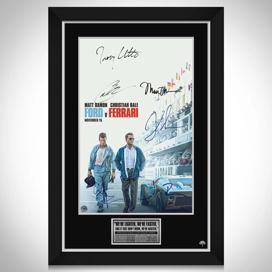 RARE-T Ford V Ferrari Mini Poster Limited Signature Edition Studio Licensed Custom Frame NEW 9 RARE-T Ford V Ferrari Mini Poster Limited Signature Edition Studio Licensed Custom Frame NEW