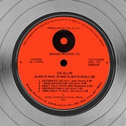 RARE-T GG Allin - Always Was, Is, And Always Shall Be Platinum LP Limited Signature Edition Studio Licensed Custom Frame