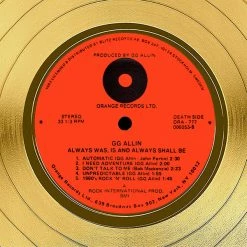 RARE-T GG Allin - Always Was, Is, And Always Shall Be Gold LP Limited Signature Edition Studio Licensed Custom Frame Limited Edition Frames 14 RARE-T GG Allin - Always Was, Is, And Always Shall Be Gold LP Limited Signature Edition Studio Licensed Custom Frame Limited Edition Frames