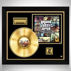 RARE-T Grand Theft Auto San Andreas - Soundtrack Gold LP Limited Signature Edition Studio Licensed Custom Frame