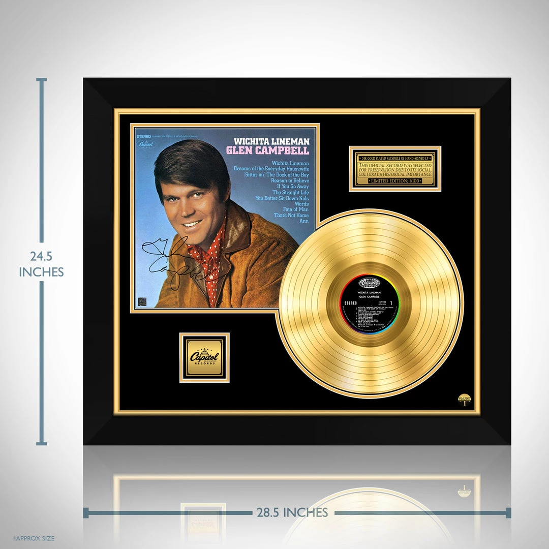 RARE-T Glen Campbell - Wichita Lineman Gold LP Limited Signature Edition Studio Licensed Custom Frame 3 RARE-T Glen Campbell - Wichita Lineman Gold LP Limited Signature Edition Studio Licensed Custom Frame