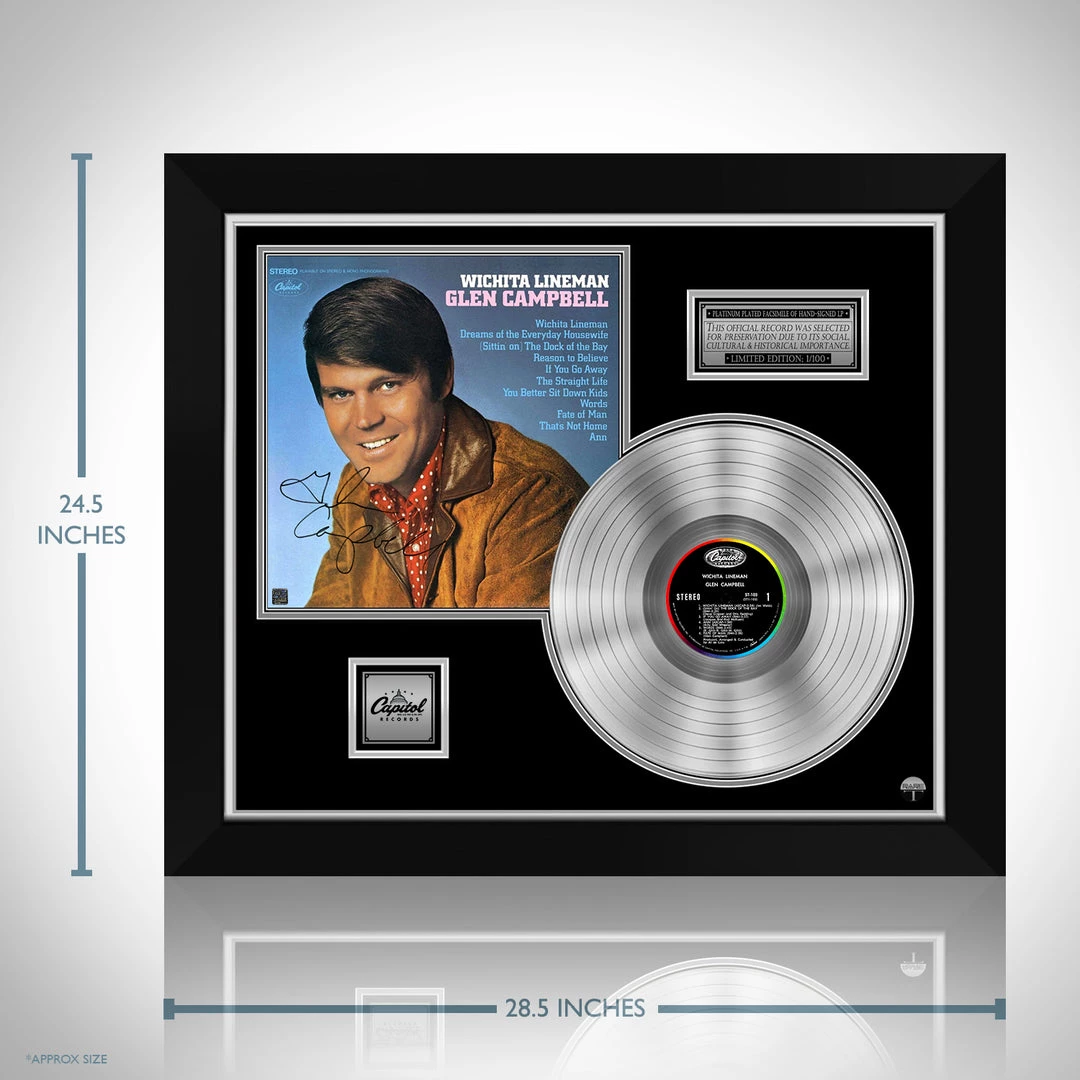 RARE-T Limited Edition Frames Glen Campbell Wichita Lineman Platinum LP Limited Signature Edition Studio Licensed Custom Frame 6 RARE-T Limited Edition Frames Glen Campbell Wichita Lineman Platinum LP Limited Signature Edition Studio Licensed Custom Frame