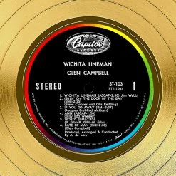 RARE-T Glen Campbell - Wichita Lineman Gold LP Limited Signature Edition Studio Licensed Custom Frame 14 RARE-T Glen Campbell - Wichita Lineman Gold LP Limited Signature Edition Studio Licensed Custom Frame