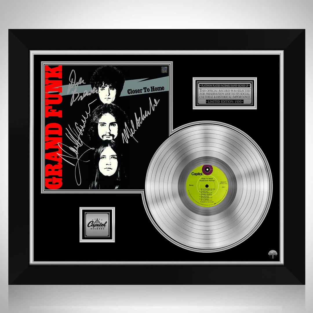 RARE-T Grand Funk Railroad - Closer To Home Platinum LP Limited Signature Edition Studio Licensed Custom Frame 1 RARE-T Grand Funk Railroad - Closer To Home Platinum LP Limited Signature Edition Studio Licensed Custom Frame