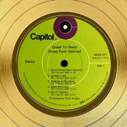 RARE-T Grand Funk Railroad Closer To Home Gold LP Limited Signature Edition Studio Licensed Custom Frame