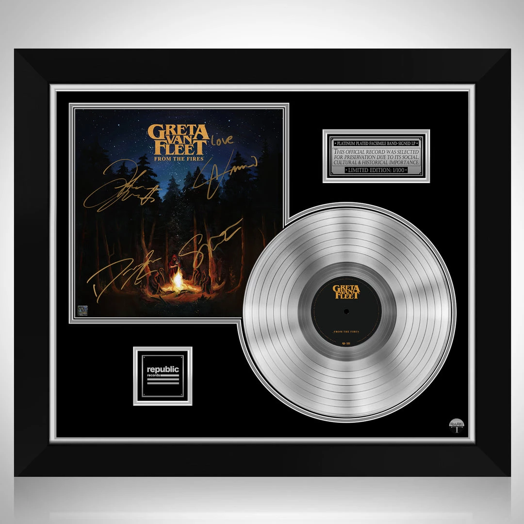 RARE-T Greta Van Fleet - From The Fires Platinum LP Limited Signature Edition Studio Licensed Custom Frame 1 RARE-T Greta Van Fleet - From The Fires Platinum LP Limited Signature Edition Studio Licensed Custom Frame
