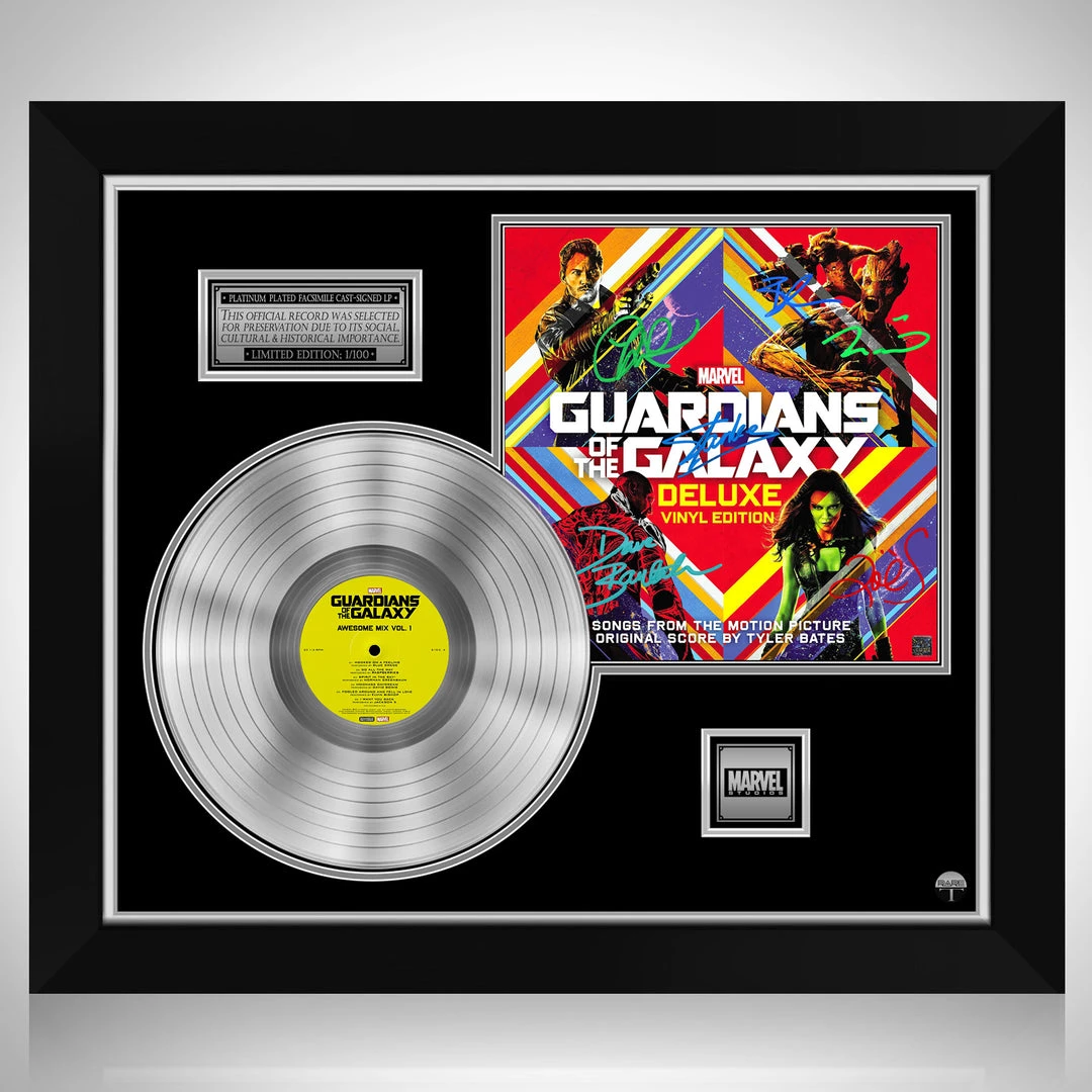 RARE-T Guardians Of The Galaxy Movie Soundtrack Platinum LP Limited Signature Edition Licensed Custom Frame 1 RARE-T Guardians Of The Galaxy Movie Soundtrack Platinum LP Limited Signature Edition Licensed Custom Frame