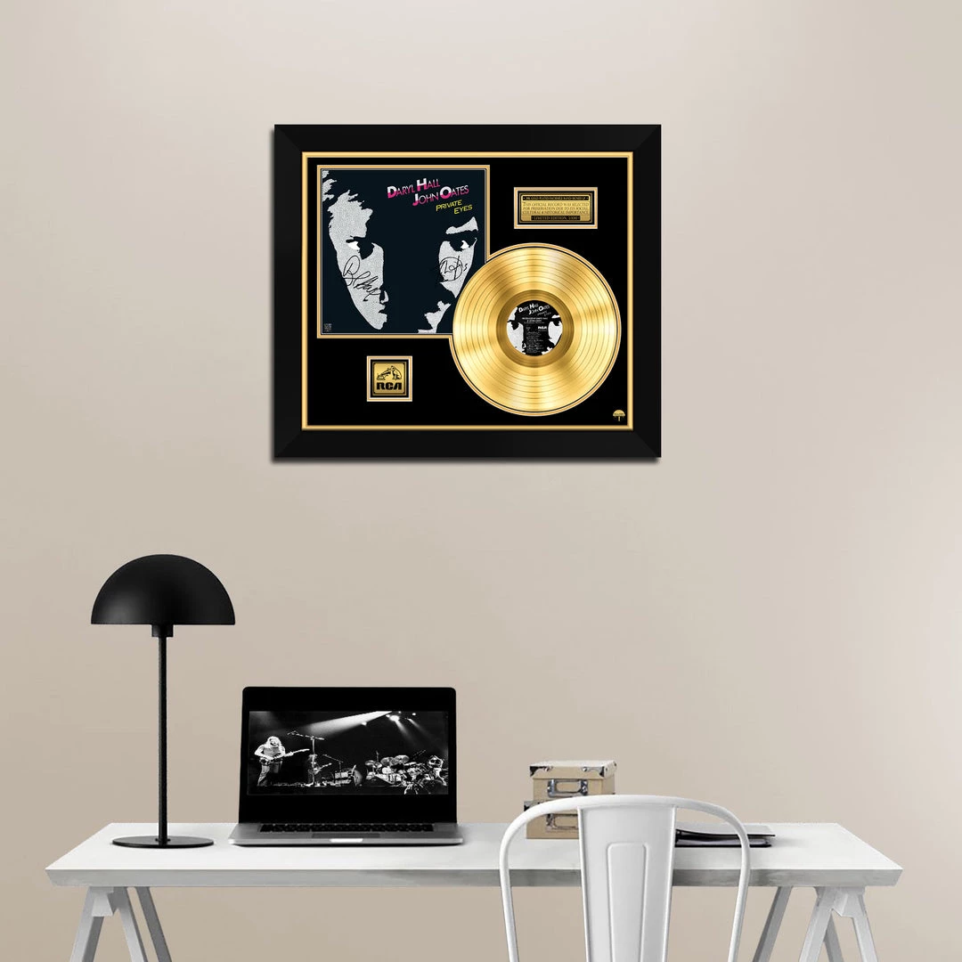 RARE-T Limited Edition Frames Hall And Oates - Private Eyes Gold LP Limited Signature Edition Studio Licensed Custom Frame 2 RARE-T Limited Edition Frames Hall And Oates - Private Eyes Gold LP Limited Signature Edition Studio Licensed Custom Frame