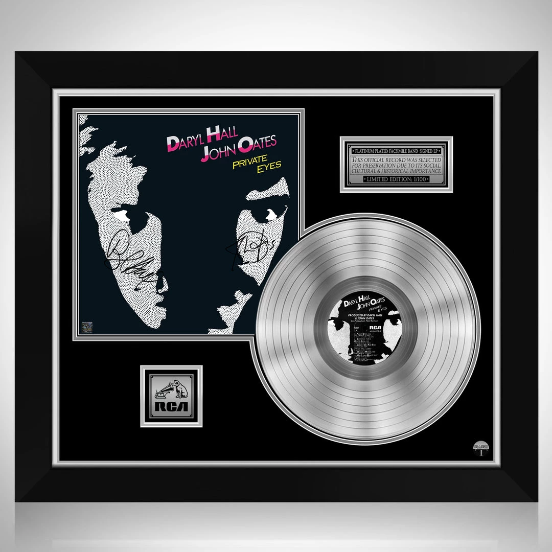 RARE-T Hall And Oates - Private Eyes Platinum LP Limited Signature Edition Studio Licensed Custom Frame Limited Edition Frames 1 RARE-T Hall And Oates - Private Eyes Platinum LP Limited Signature Edition Studio Licensed Custom Frame Limited Edition Frames