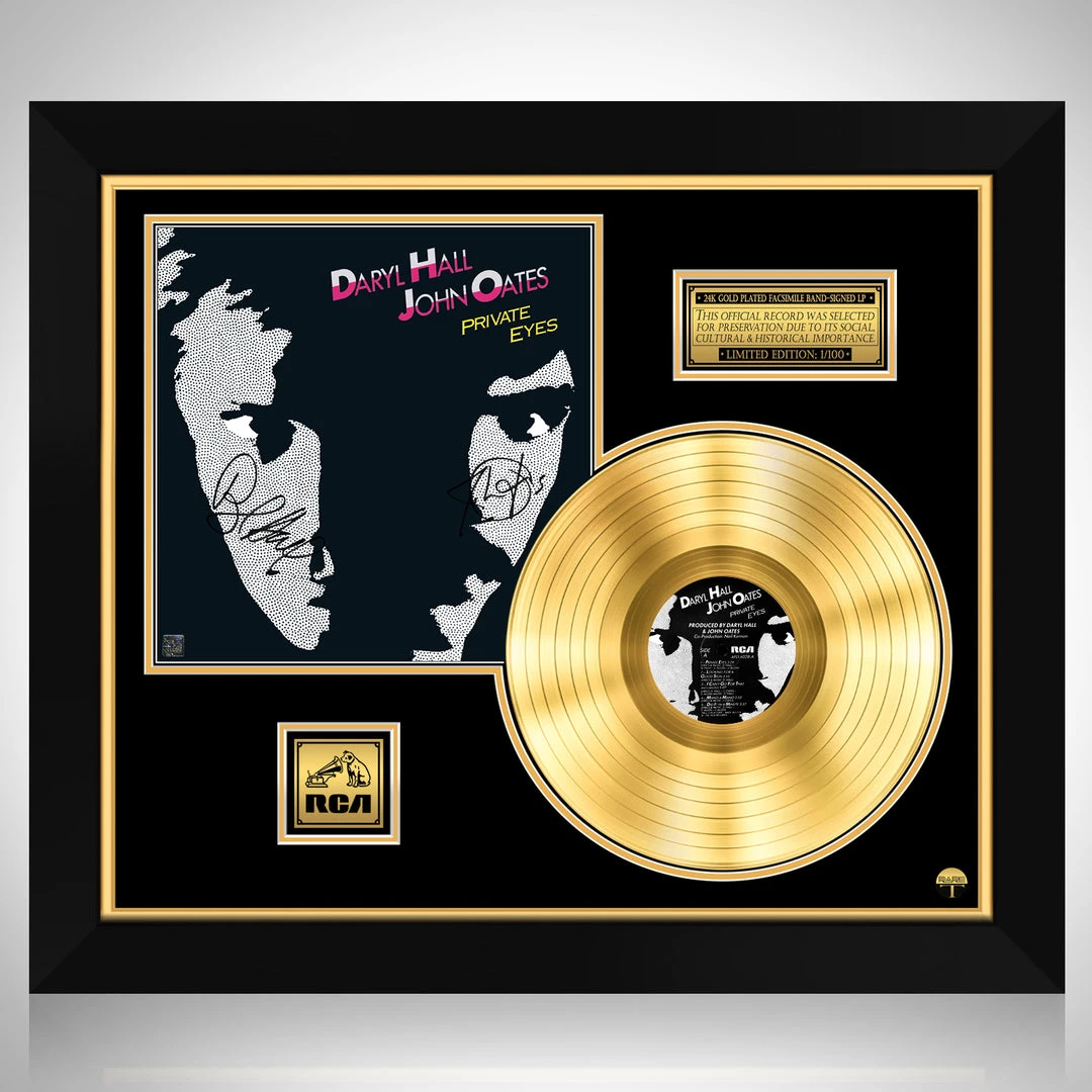 RARE-T Limited Edition Frames Hall And Oates - Private Eyes Gold LP Limited Signature Edition Studio Licensed Custom Frame 1 RARE-T Limited Edition Frames Hall And Oates - Private Eyes Gold LP Limited Signature Edition Studio Licensed Custom Frame