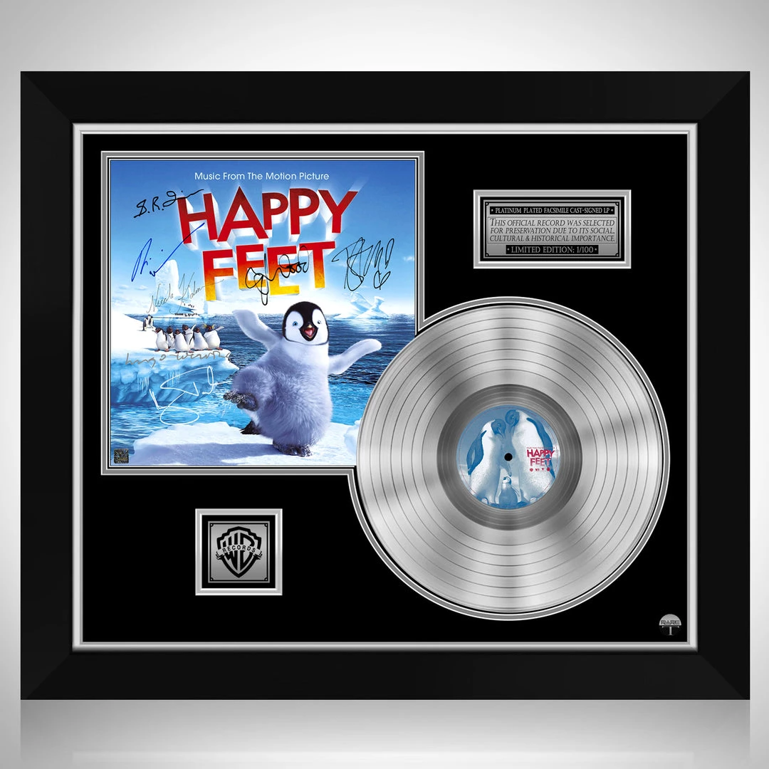 RARE-T Happy Feet - Music From The Motion Picture Platinum LP Limited Signature Edition Studio Licensed Custom Frame 1 RARE-T Happy Feet - Music From The Motion Picture Platinum LP Limited Signature Edition Studio Licensed Custom Frame