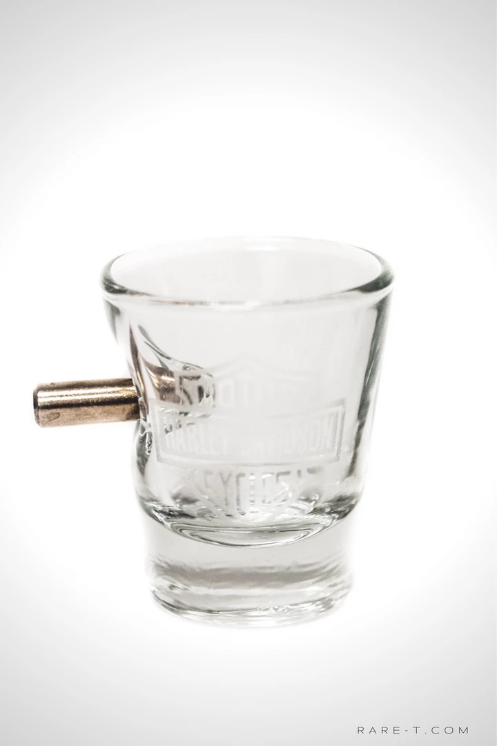Handmade 'Bullet - Harley-Davidson' Etched Shot Glass Barware & Signs 2 Handmade 'Bullet - Harley-Davidson' Etched Shot Glass Barware & Signs